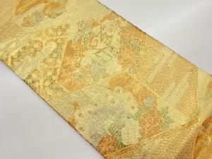 佐賀錦御所車に草花・鴛鴦・孔雀模様織出し袋帯